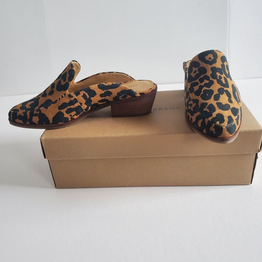 NEW Lucky Brand Women’s Mules 7 Leopard Print Margrete Block Heel Slip On Shoes - Picture 4 of 10